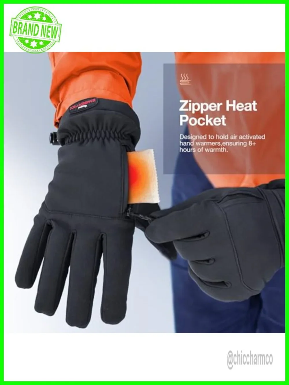 Winter Gloves with Hand-Warmer Pocket, -20°F, Fleece Lined, Touchscreen Tips